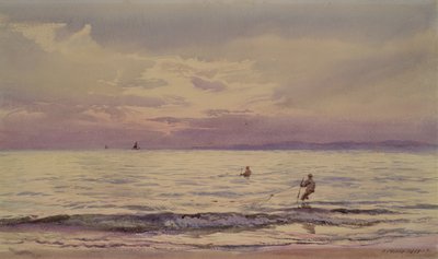 Fishermen Working at Sunset by Henry Moore